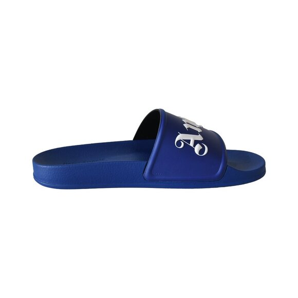 Palm Angels Logo-Print Sliders Blue main image 5